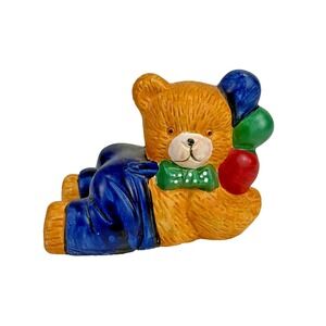 Rare 80s 90s Vtg‎ Y2K Birthday Bear Balloons, 2.5" colorful figurine